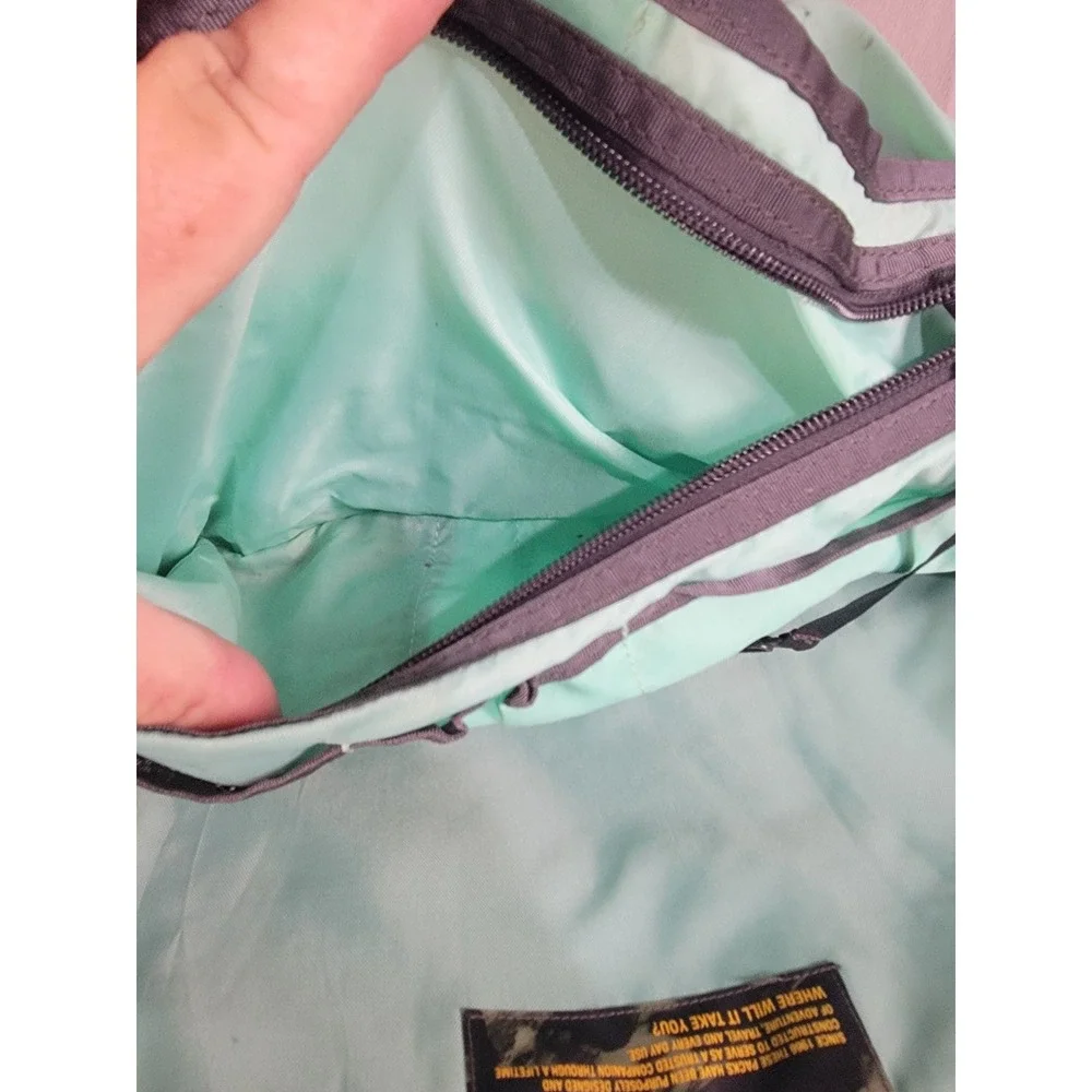 The North Face Pivoter Backpack Gray Mint Green Laptop School Travel Daypack